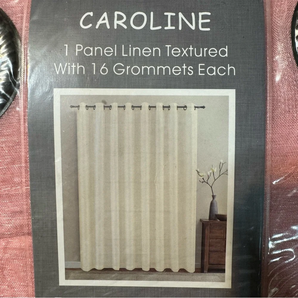 Caroline Rose 1 panel linen textured with 16 grommets each